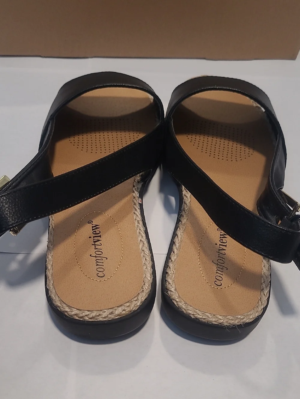 Comfortview Black with Tan interior Slingback Sandals